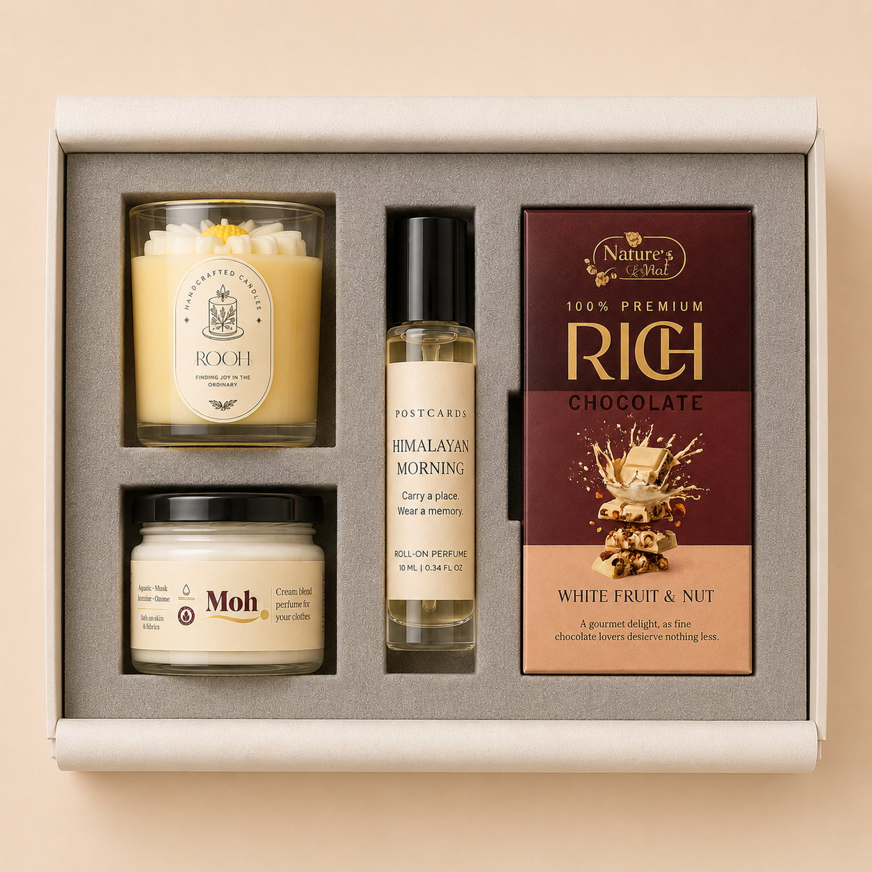 Candle & Fragrance Affair luxury gift hamper by Pitara Studio — 4 pieces from independent Indian makers in Signature Box with Foam Insert