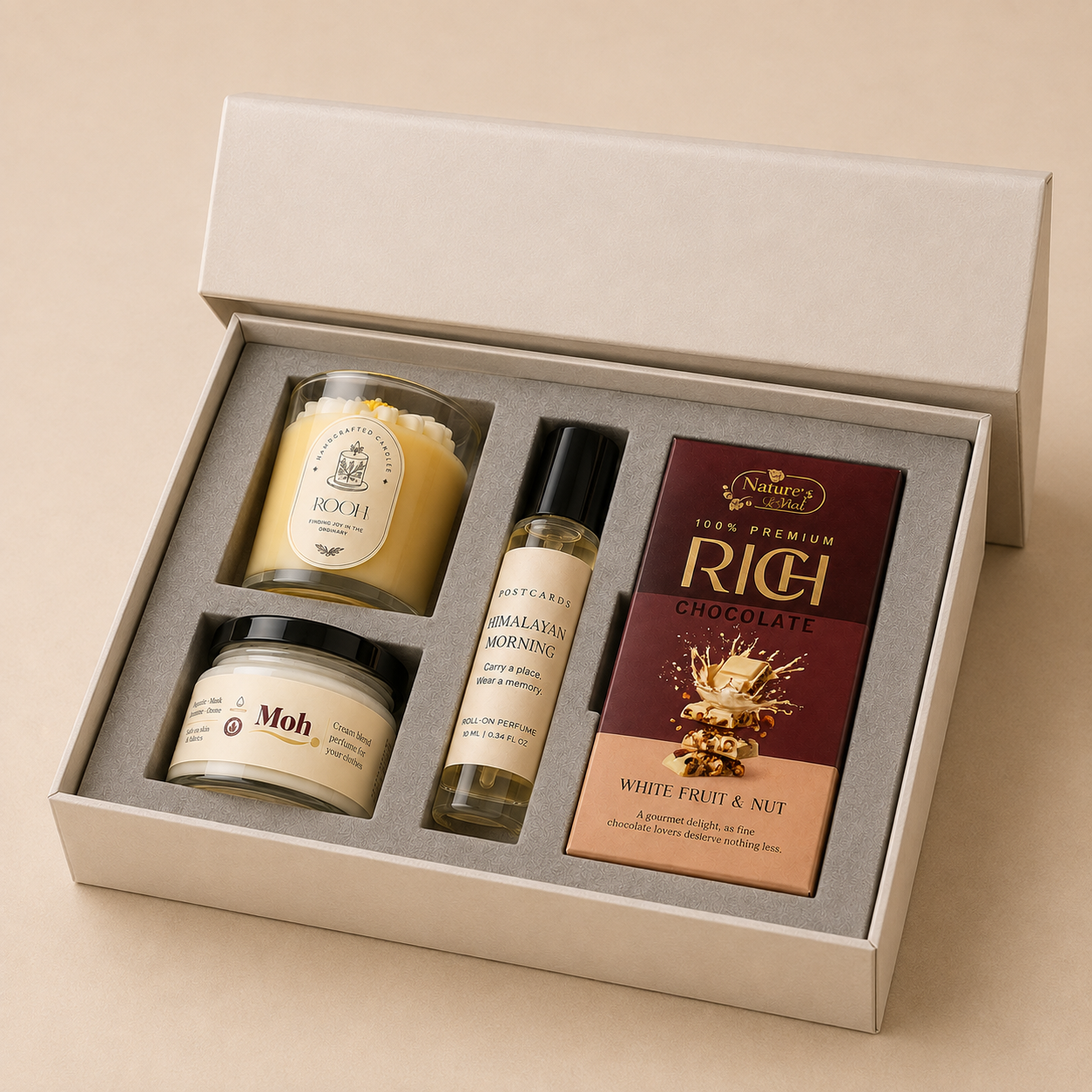 Candle & Fragrance Affair luxury gift hamper by Pitara Studio — 4 pieces from independent Indian makers in Signature Box with Foam Insert