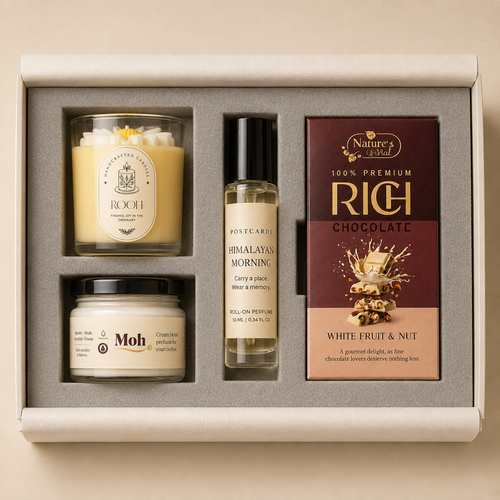 Candle & Fragrance Affair luxury gift hamper by Pitara Studio — 4 pieces from independent Indian makers in Signature Box with Foam Insert
