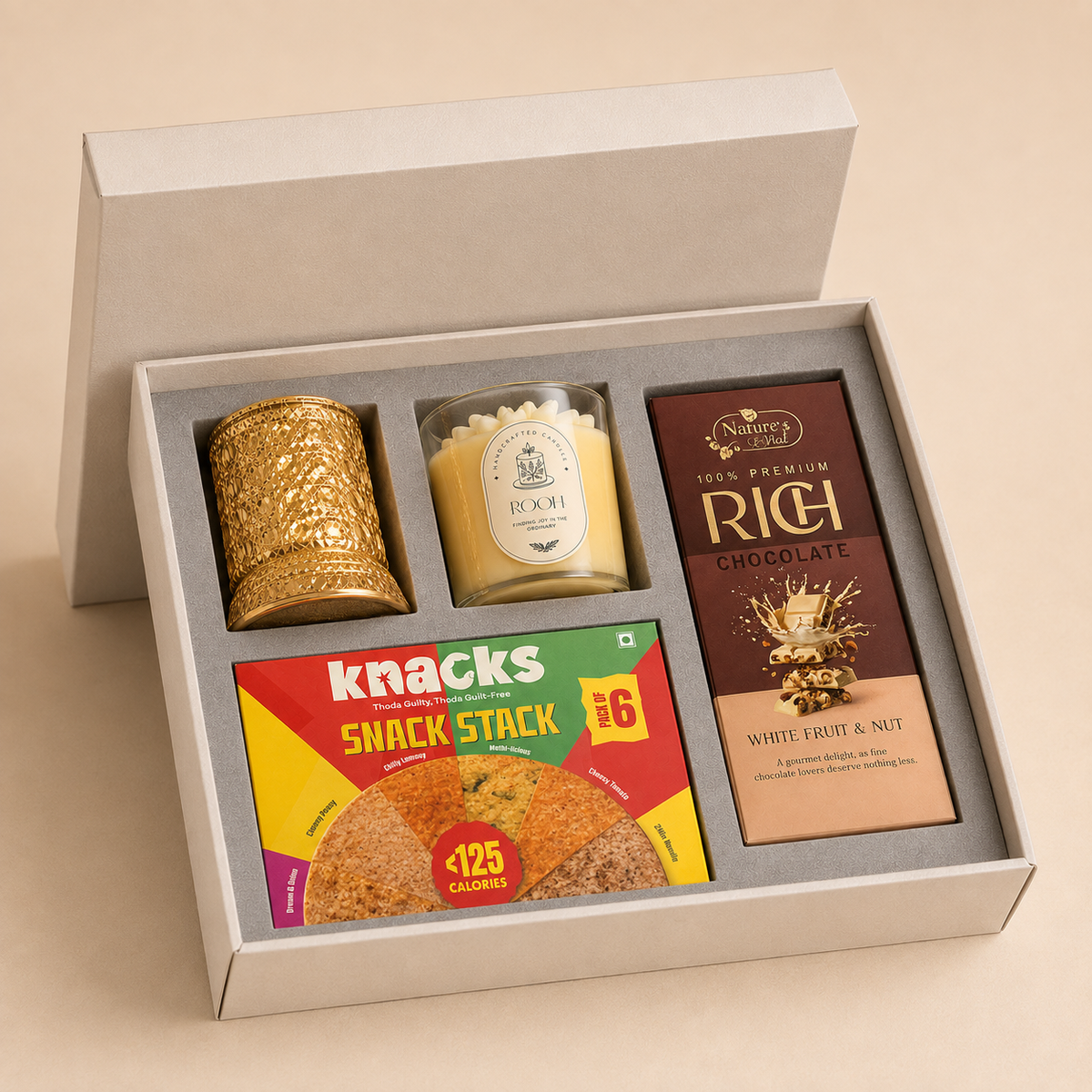 Celebration Box luxury gift hamper by Pitara Studio — 4 pieces from independent Indian makers in Signature Box with Foam Insert