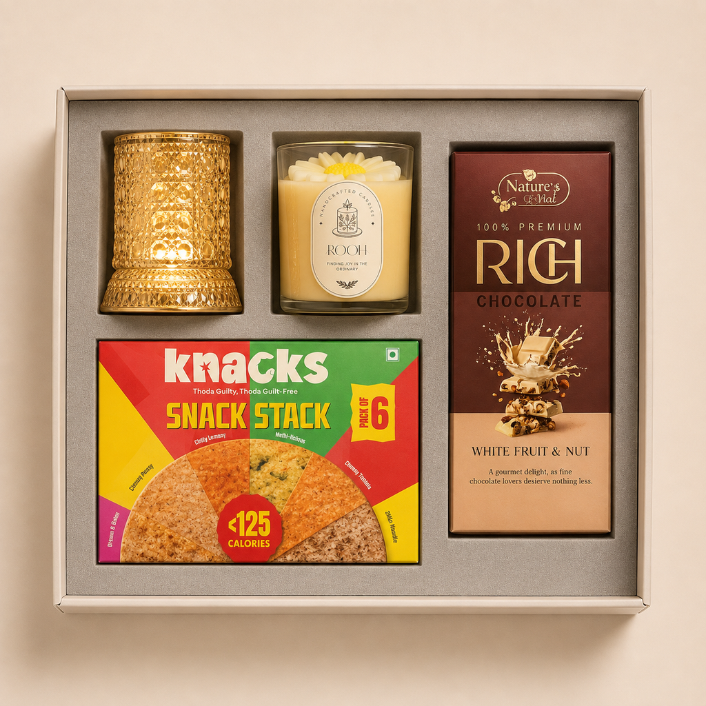 Celebration Box luxury gift hamper by Pitara Studio — 4 pieces from independent Indian makers in Signature Box with Foam Insert