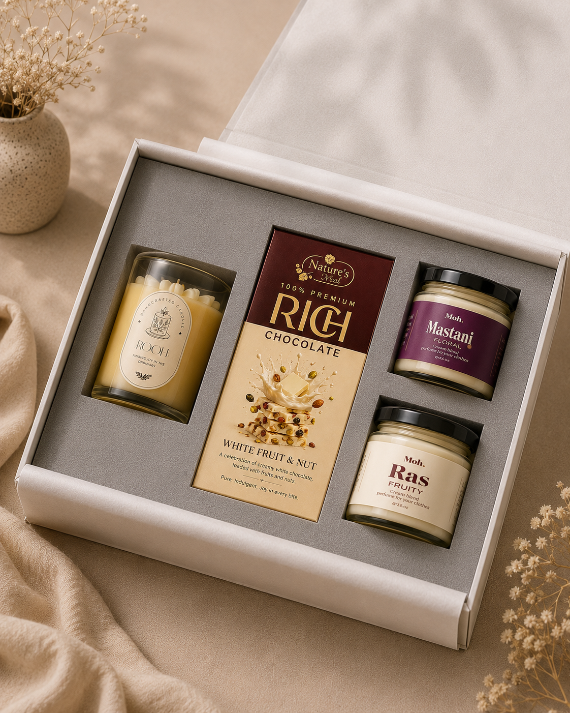 Celebration Edit luxury gift hamper by Pitara Studio — 3 pieces from independent Indian makers in Signature Box with Foam Insert