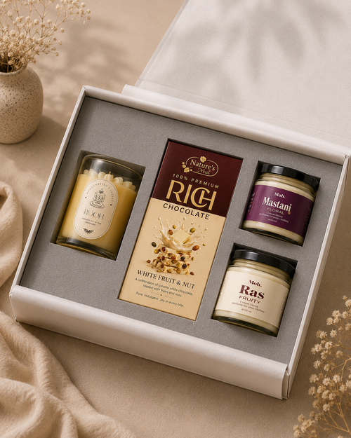 Celebration Edit luxury gift hamper by Pitara Studio — 3 pieces from independent Indian makers in Signature Box with Foam Insert