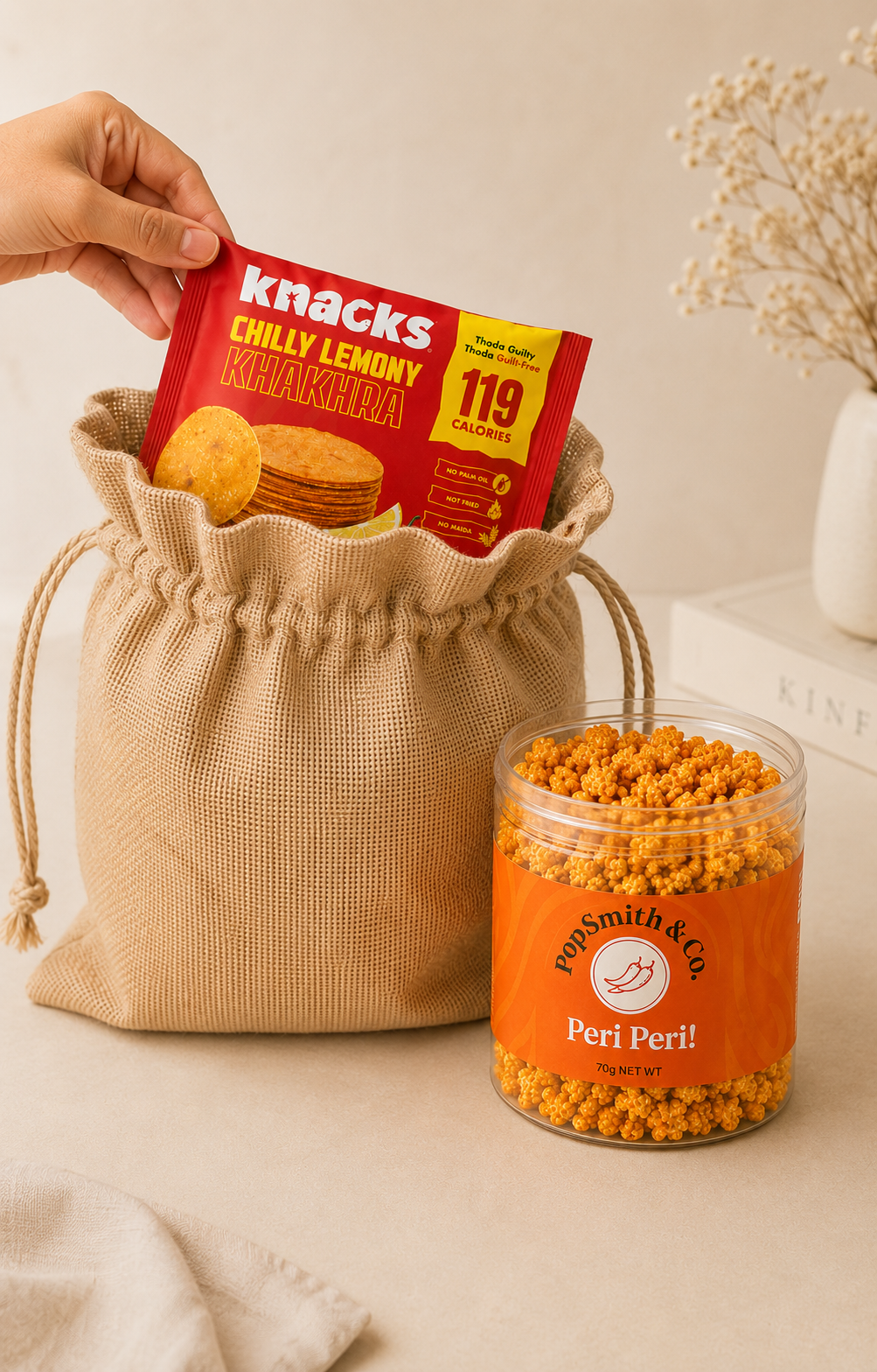 Chilli & Crunch luxury gift hamper by Pitara Studio — 2 pieces from independent Indian makers in Jute Potli