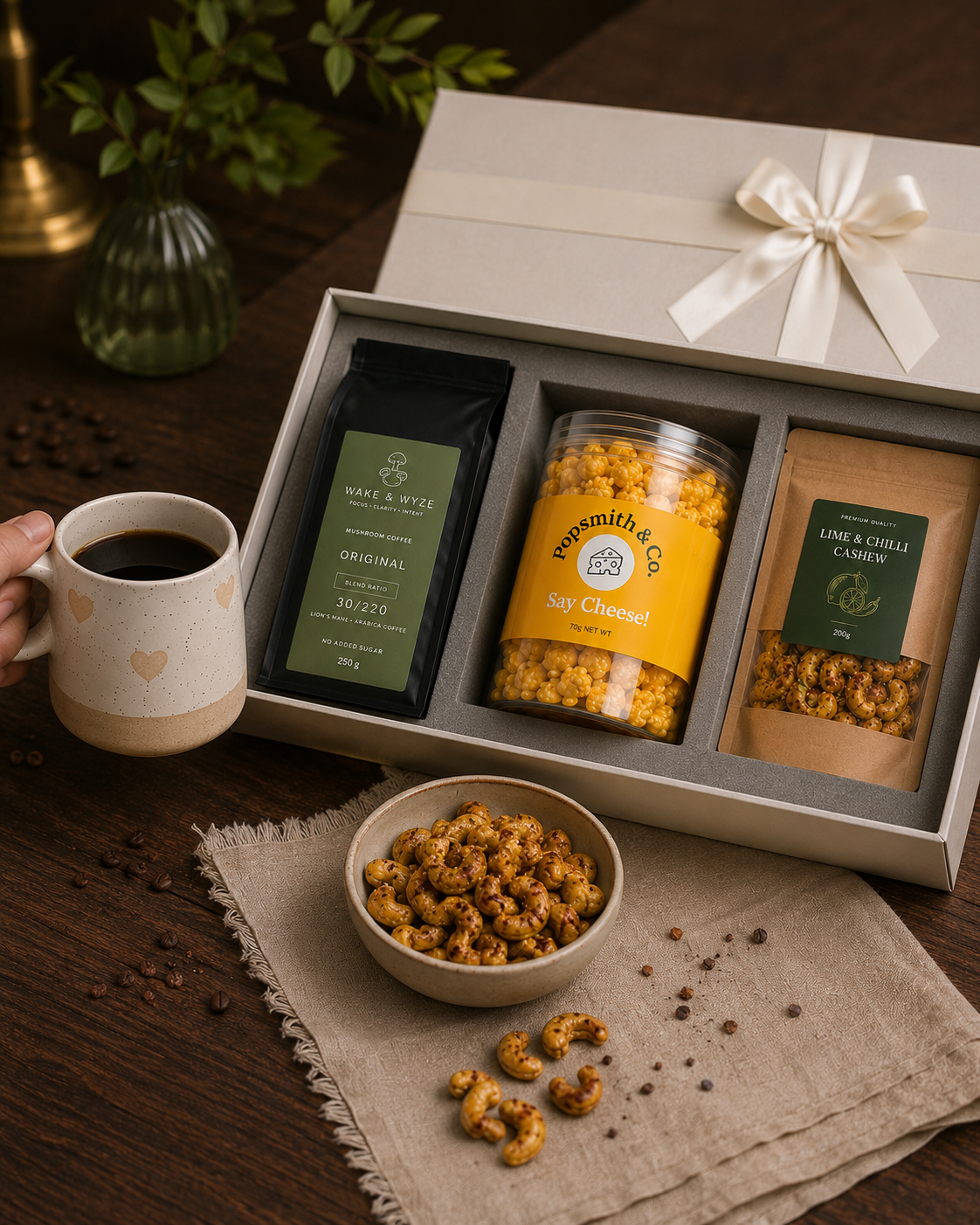 Coffee Break luxury gift hamper by Pitara Studio — 4 pieces from independent Indian makers in Signature Box with Foam Insert