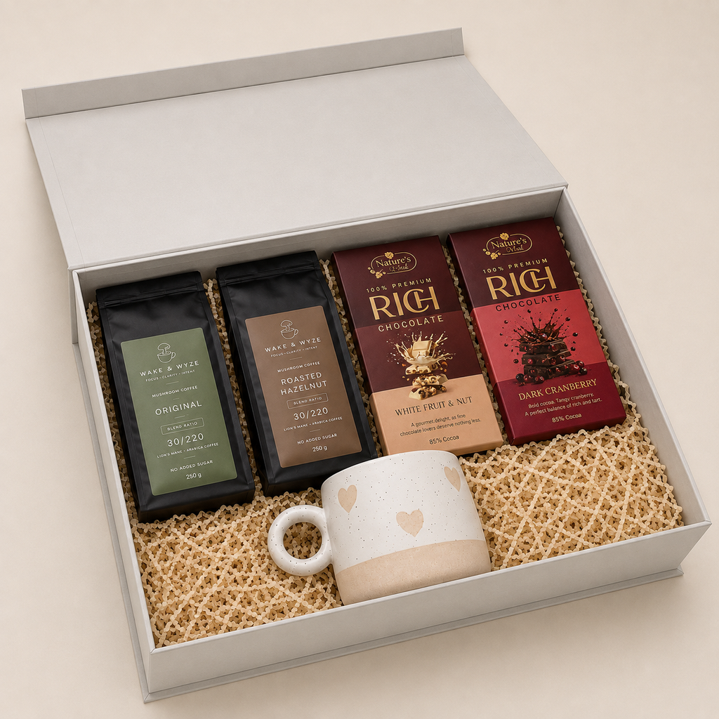 Coffee & Chocolate Affair II luxury gift hamper by Pitara Studio — 5 pieces from independent Indian makers in Magnetic Gift Box