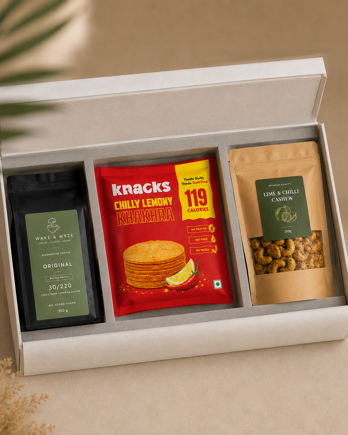Coffee & Crunch luxury gift hamper by Pitara Studio — 3 pieces from independent Indian makers in Signature Box