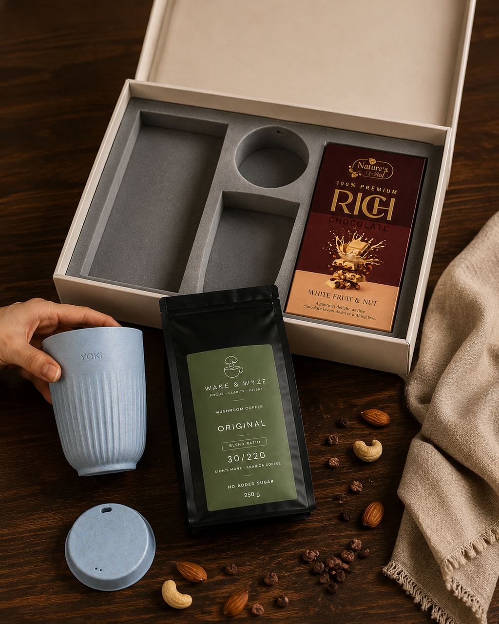 Coffee Ritual luxury gift hamper by Pitara Studio — 3 pieces from independent Indian makers in Signature Box with Foam Insert