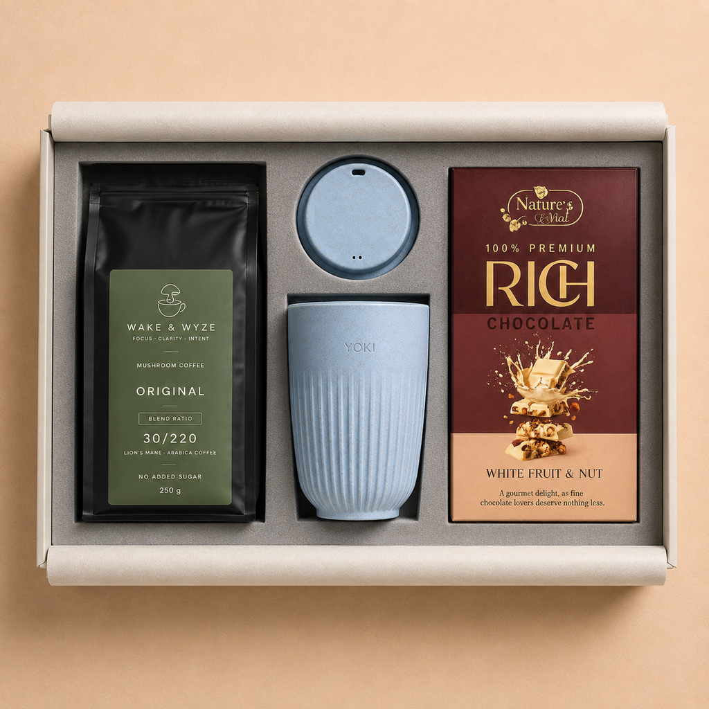 Coffee Ritual luxury gift hamper by Pitara Studio — 3 pieces from independent Indian makers in Signature Box with Foam Insert