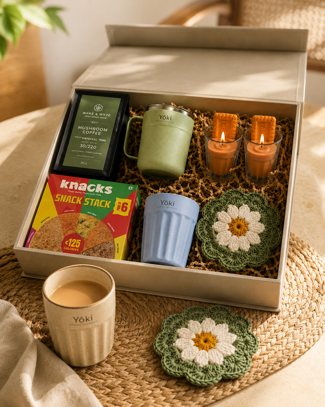 Cups & Conversations luxury gift hamper by Pitara Studio — 6 pieces from independent Indian makers in Magnetic Gift Box