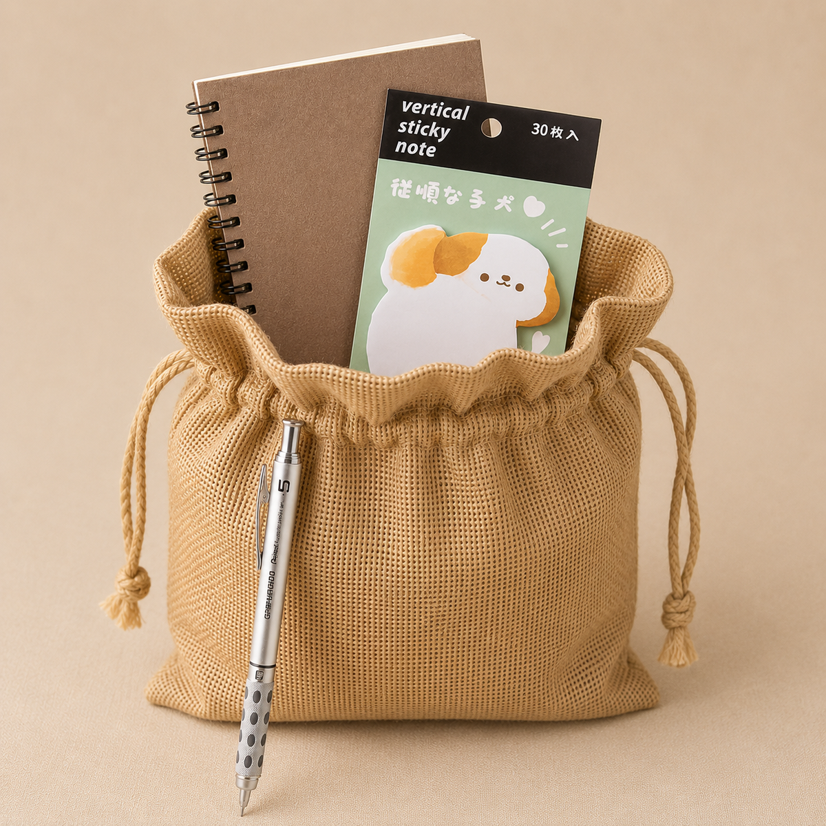Desk Starter luxury gift hamper by Pitara Studio — 3 pieces from independent Indian makers in Jute Potli