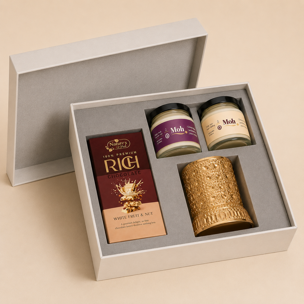 Executive Fragrance luxury gift hamper by Pitara Studio — 3 pieces from independent Indian makers in Signature Box with Foam Insert
