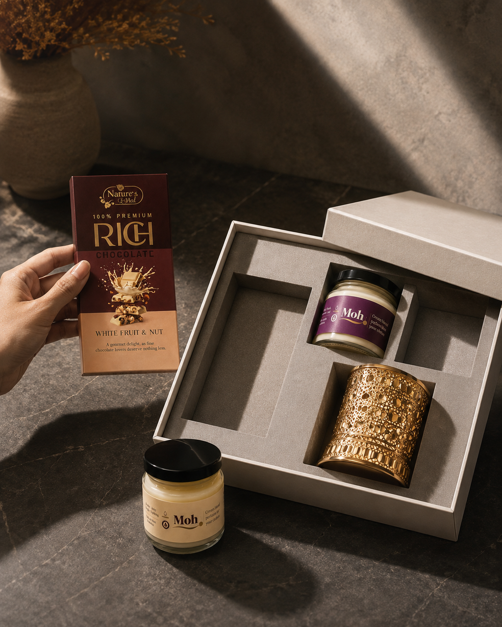 Executive Fragrance luxury gift hamper by Pitara Studio — 3 pieces from independent Indian makers in Signature Box with Foam Insert