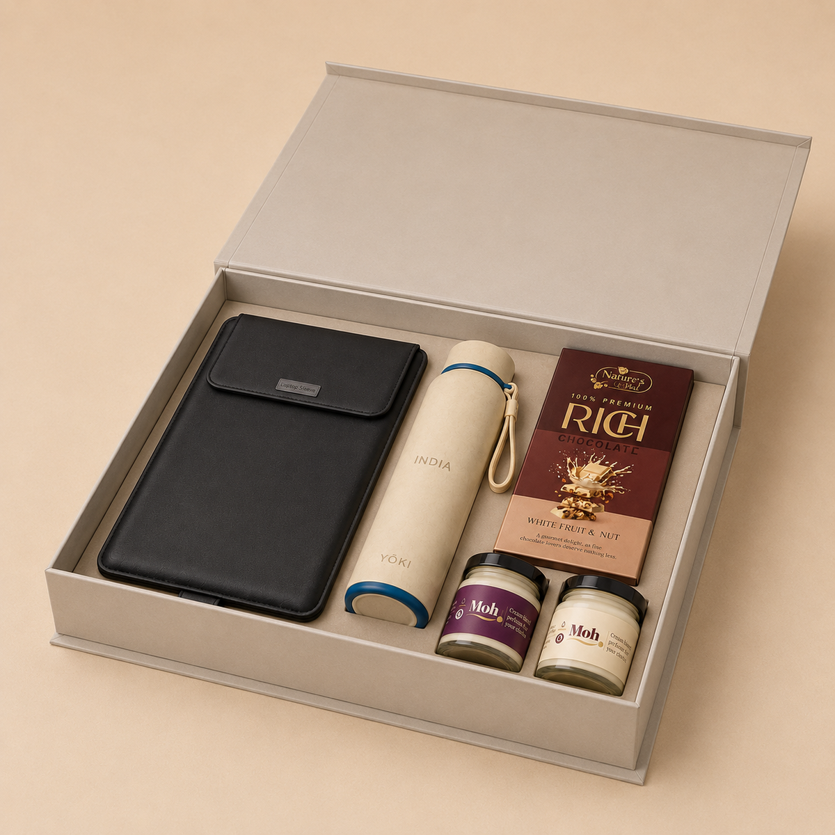 Executive India luxury gift hamper by Pitara Studio — 4 pieces from independent Indian makers in Magnetic Gift Box