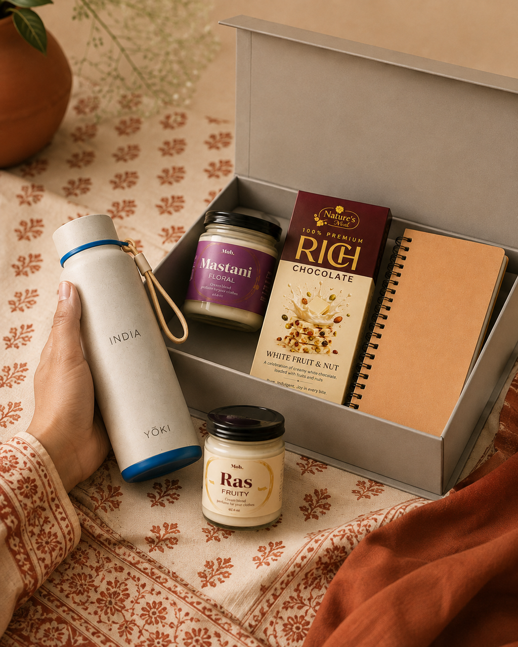 Executive India Edit luxury gift hamper by Pitara Studio — 4 pieces from independent Indian makers in Magnetic Gift Box