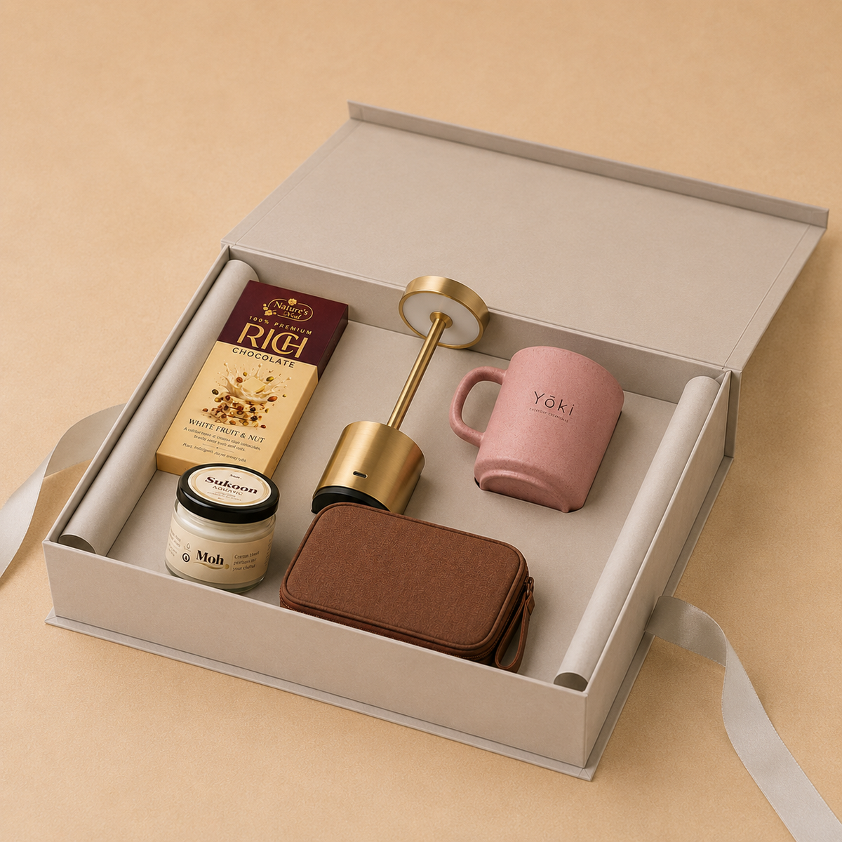 Executive Indulgence luxury gift hamper by Pitara Studio — 5 pieces from independent Indian makers in Magnetic Gift Box