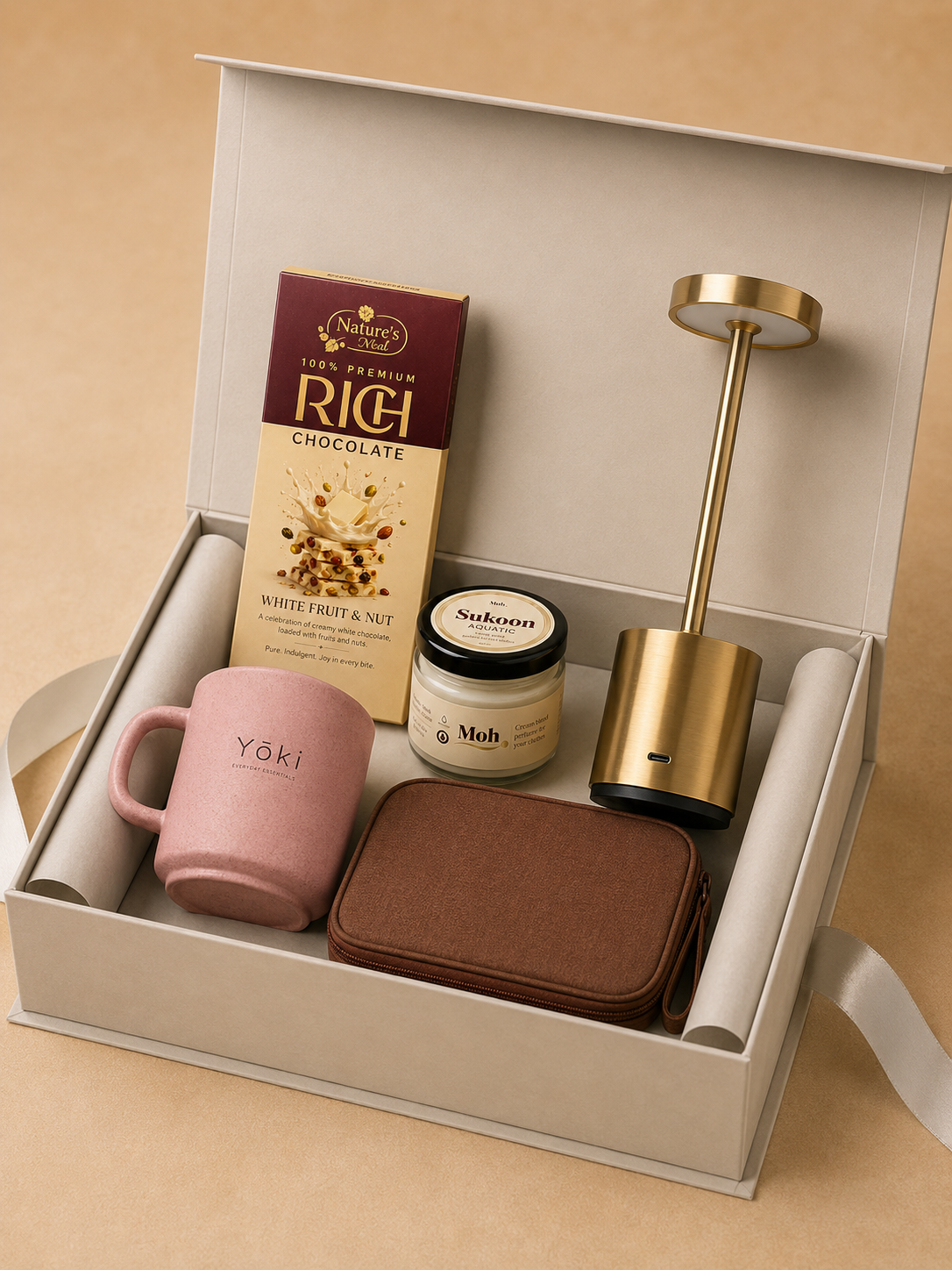 Executive Indulgence luxury gift hamper by Pitara Studio — 5 pieces from independent Indian makers in Magnetic Gift Box