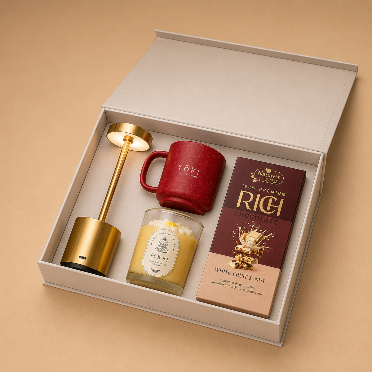 Executive Living luxury gift hamper by Pitara Studio — 4 pieces from independent Indian makers in Magnetic Gift Box