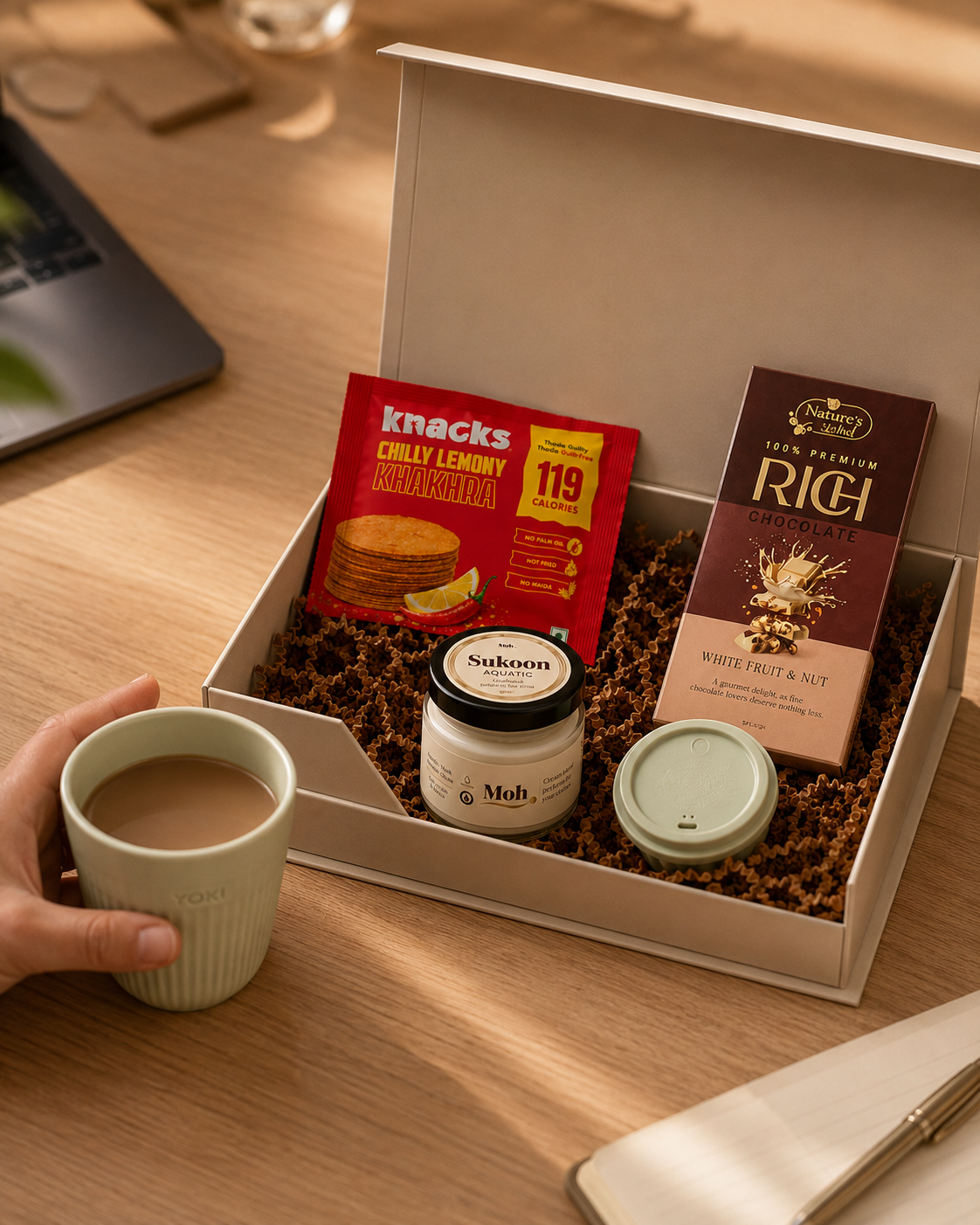 Executive Reset luxury gift hamper by Pitara Studio — 5 pieces from independent Indian makers in Magnetic Gift Box