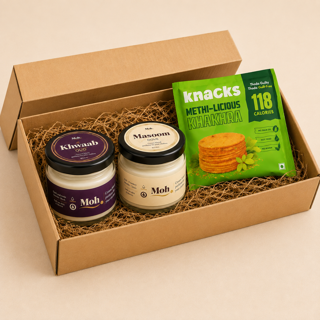 Fragrance Duo luxury gift hamper by Pitara Studio — 3 pieces from independent Indian makers in Eco Kraft Box