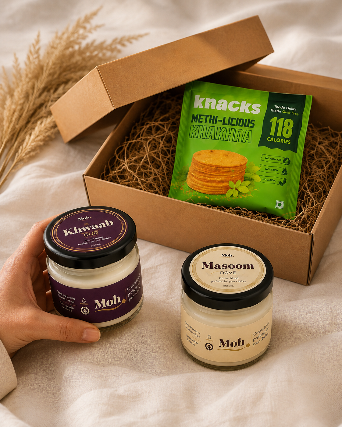 Fragrance Duo luxury gift hamper by Pitara Studio — 3 pieces from independent Indian makers in Eco Kraft Box