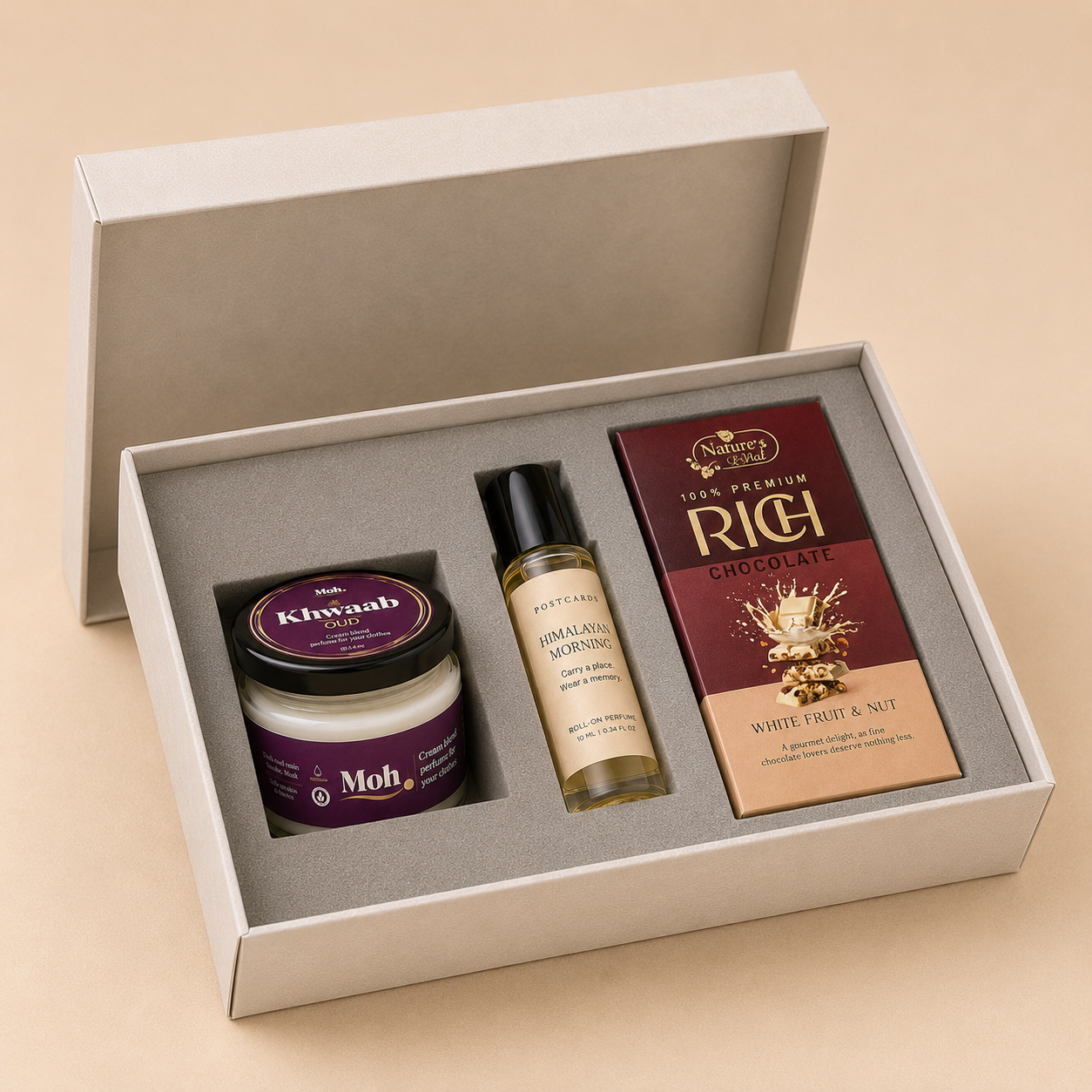 Fragrance Edit luxury gift hamper by Pitara Studio — 3 pieces from independent Indian makers in Eco Kraft Box