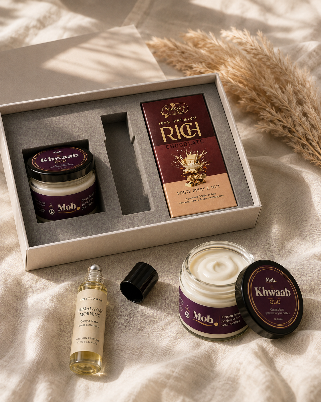 Fragrance Edit luxury gift hamper by Pitara Studio — 3 pieces from independent Indian makers in Eco Kraft Box