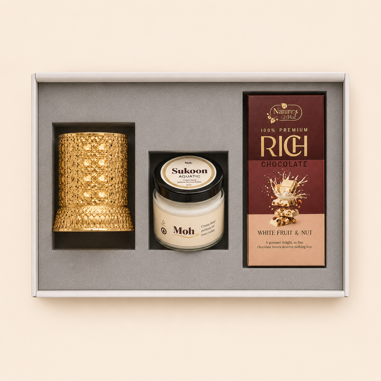 Fragrance & Light luxury gift hamper by Pitara Studio — 3 pieces from independent Indian makers in Signature Box with Foam Insert