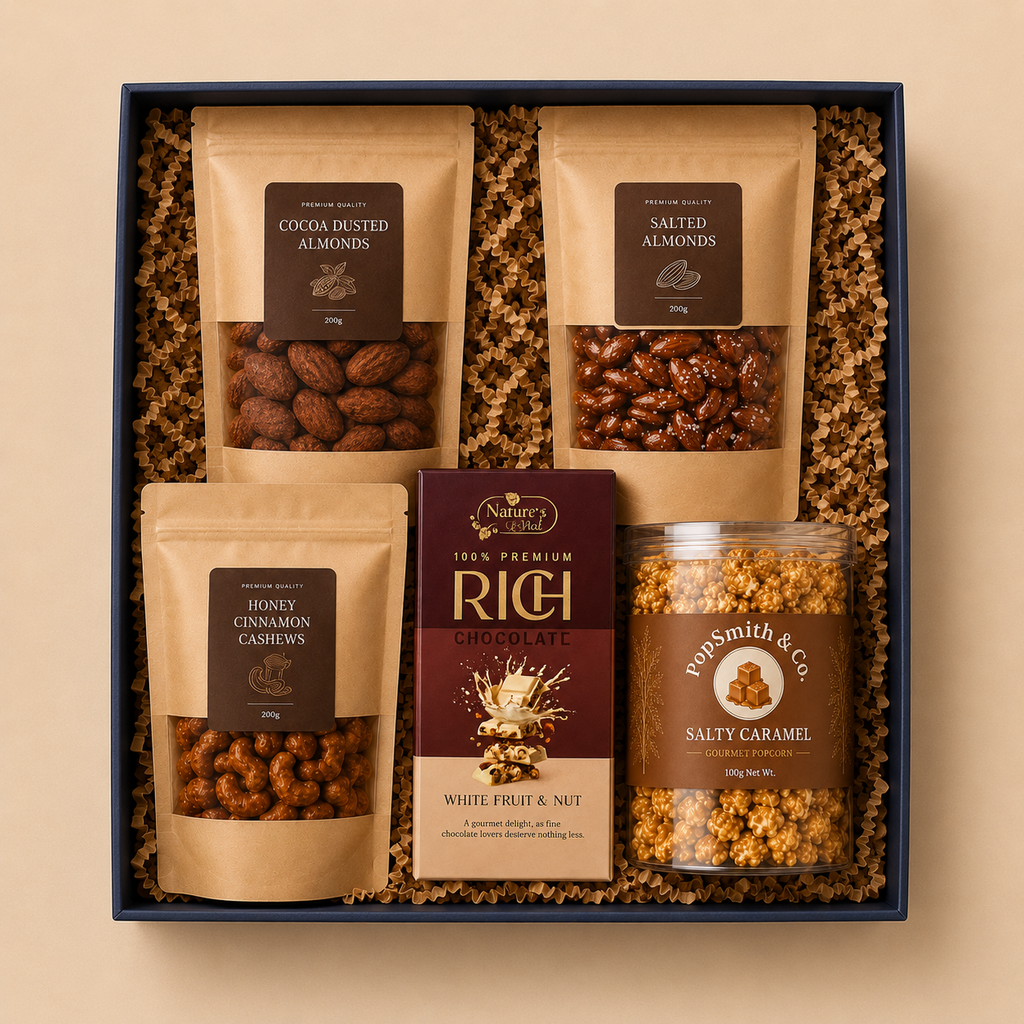 Gourmet Pantry luxury gift hamper by Pitara Studio — 5 pieces from independent Indian makers in Signature Box