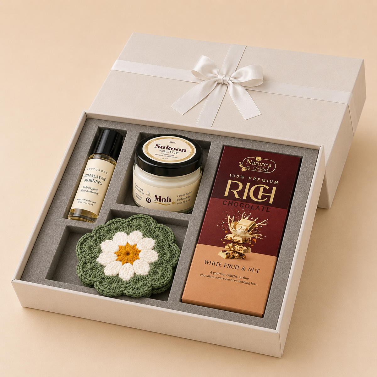 India Luxe luxury gift hamper by Pitara Studio — 4 pieces from independent Indian makers in Signature Box with Foam Insert