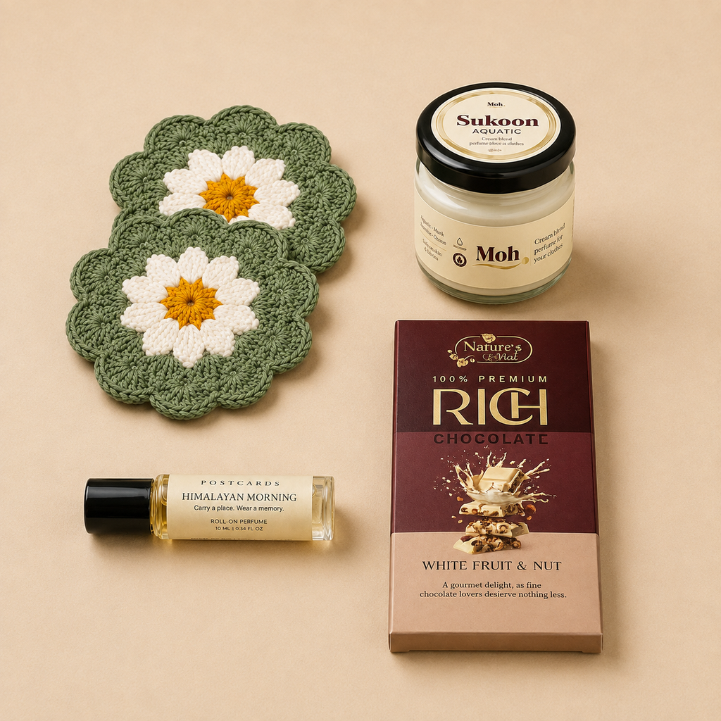 India Luxe luxury gift hamper by Pitara Studio — 4 pieces from independent Indian makers in Signature Box with Foam Insert