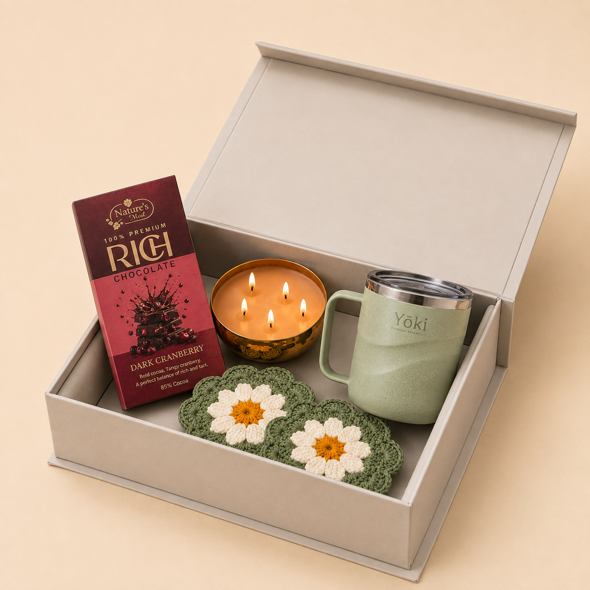 Light & Living luxury gift hamper by Pitara Studio — 5 pieces from independent Indian makers in Magnetic Gift Box