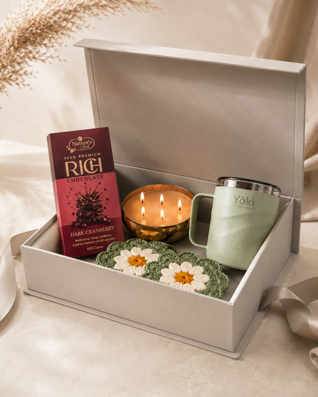 Light & Living luxury gift hamper by Pitara Studio — 5 pieces from independent Indian makers in Magnetic Gift Box