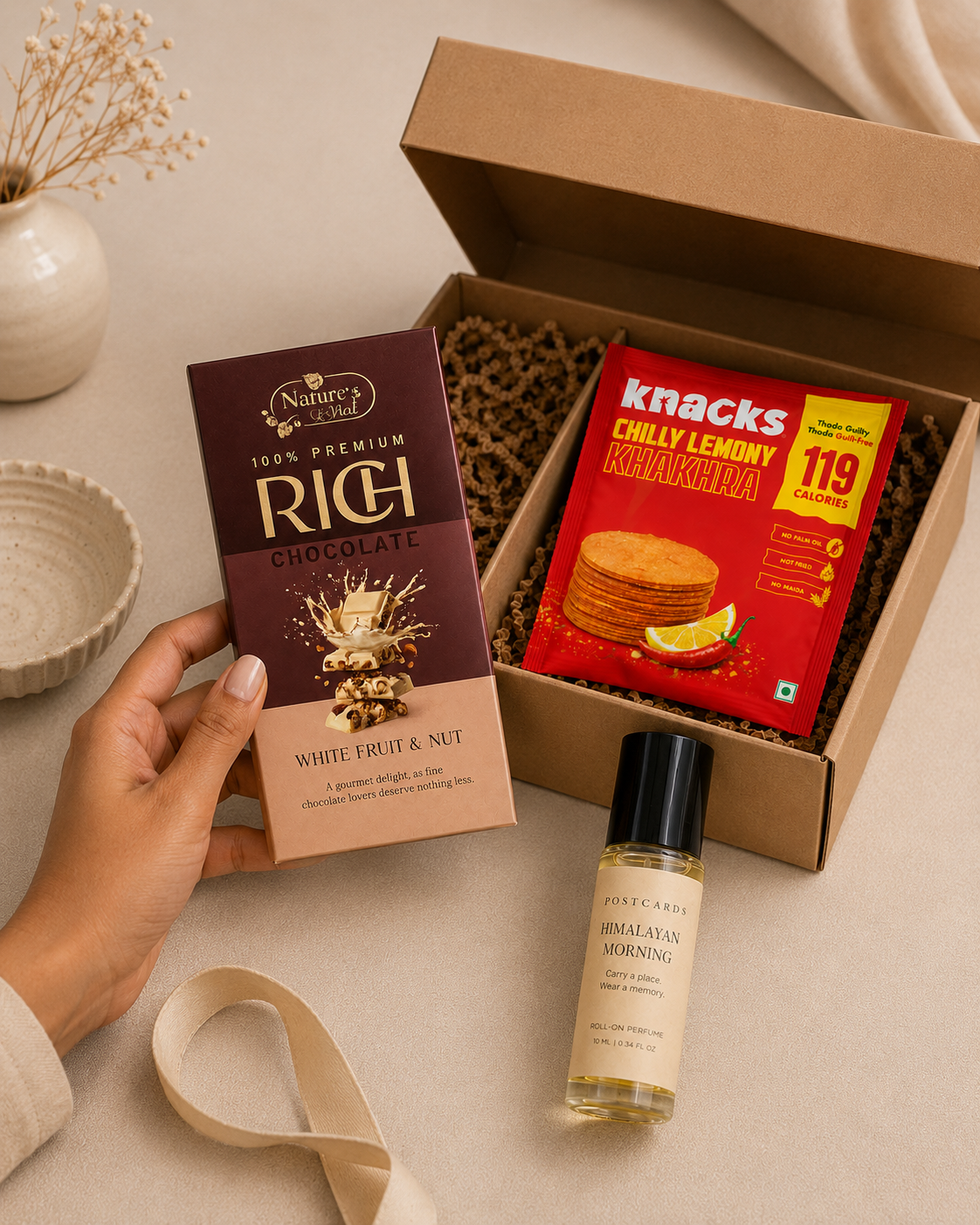 Little Fragrance luxury gift hamper by Pitara Studio — 3 pieces from independent Indian makers in Eco Kraft Box