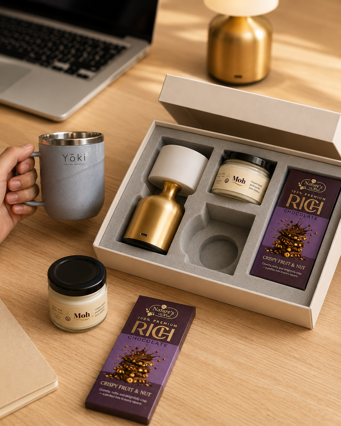 Milestone luxury gift hamper by Pitara Studio — 4 pieces from independent Indian makers in Signature Box with Foam Insert