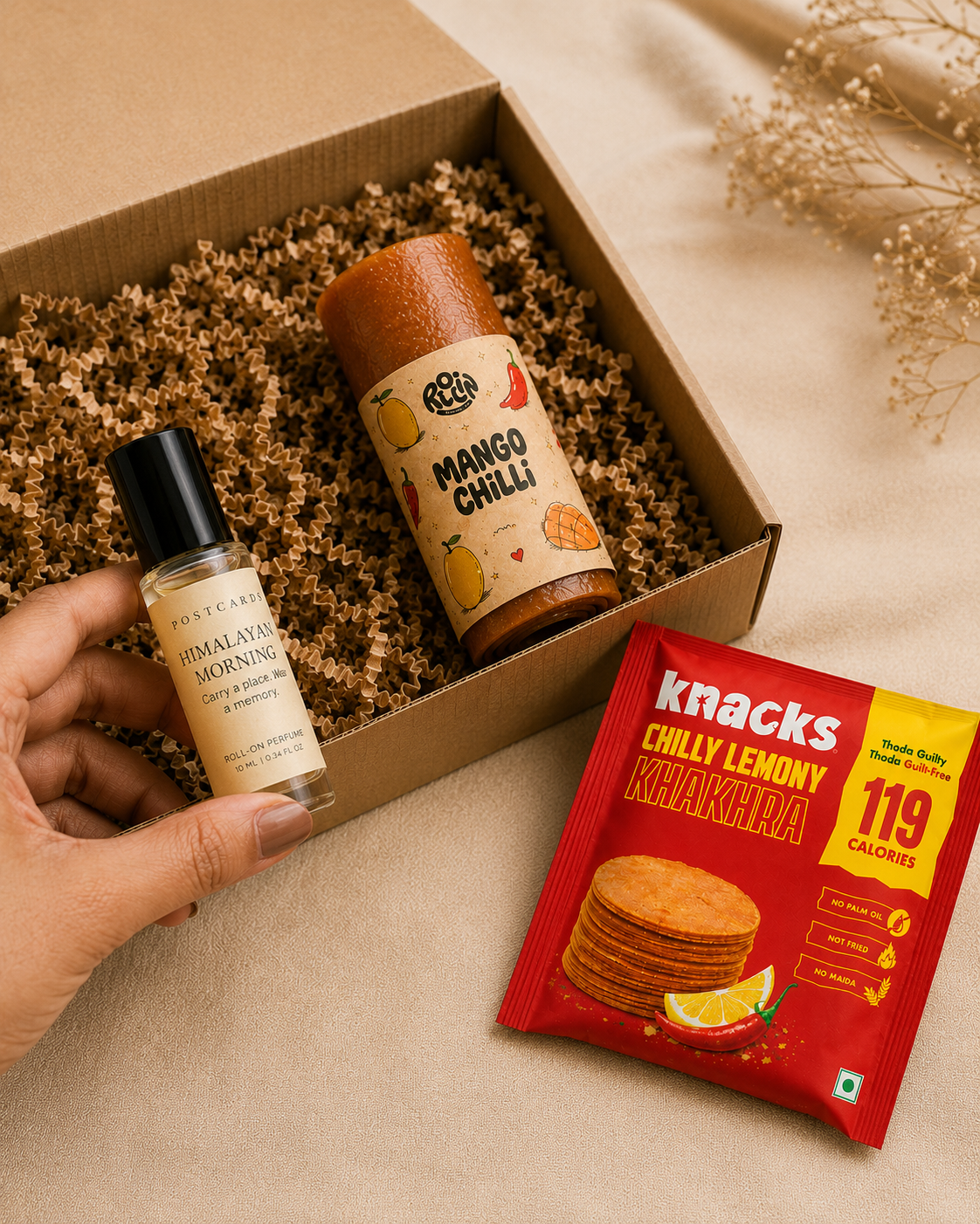 Mini India Edit luxury gift hamper by Pitara Studio — 3 pieces from independent Indian makers in Eco Kraft Box