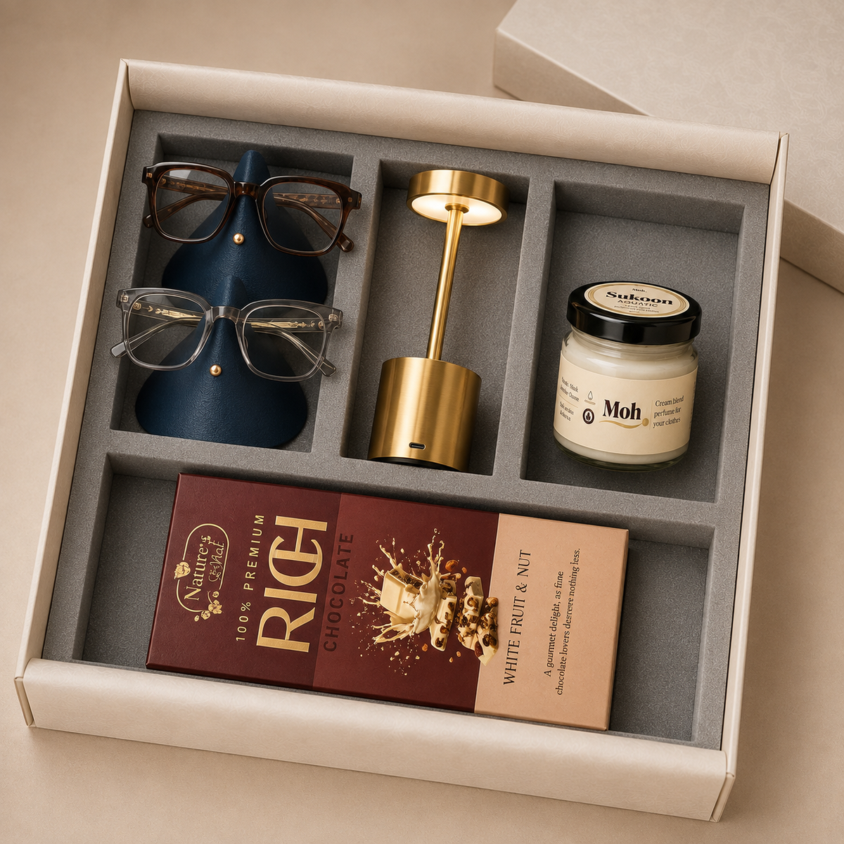 Modern Executive luxury gift hamper by Pitara Studio — 4 pieces from independent Indian makers in Signature Box with Foam Insert