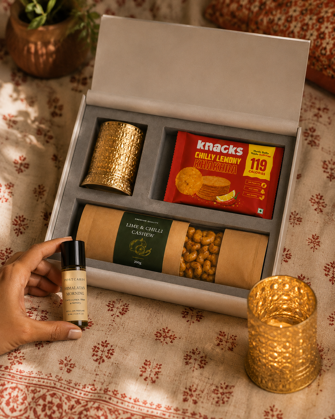 Modern Indian luxury gift hamper by Pitara Studio — 4 pieces from independent Indian makers in Signature Box with Foam Insert