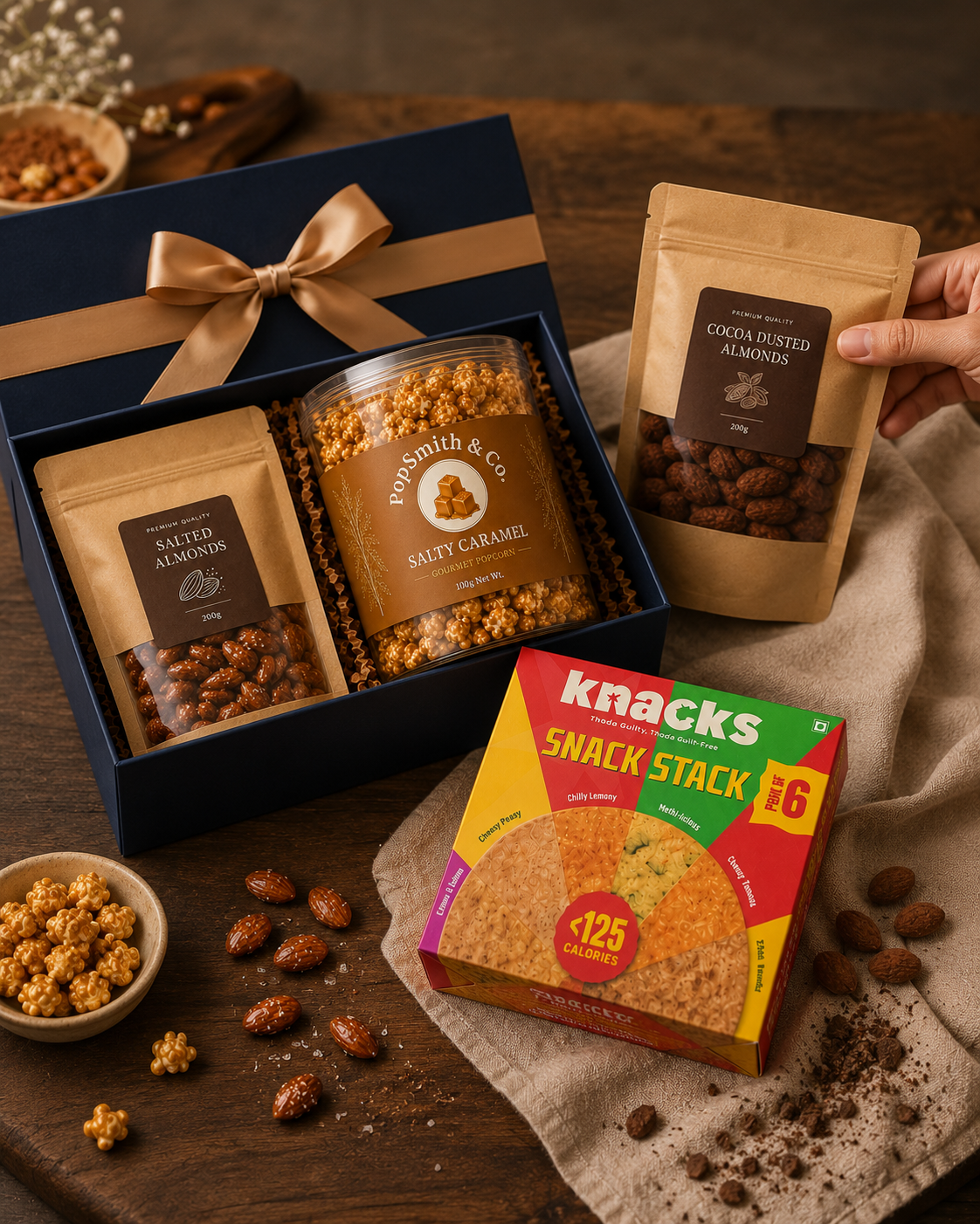 Modern Snack Pantry luxury gift hamper by Pitara Studio — 4 pieces from independent Indian makers in Signature Box