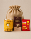 Movie Night luxury gift hamper by Pitara Studio — 3 pieces from independent Indian makers in Jute Potli