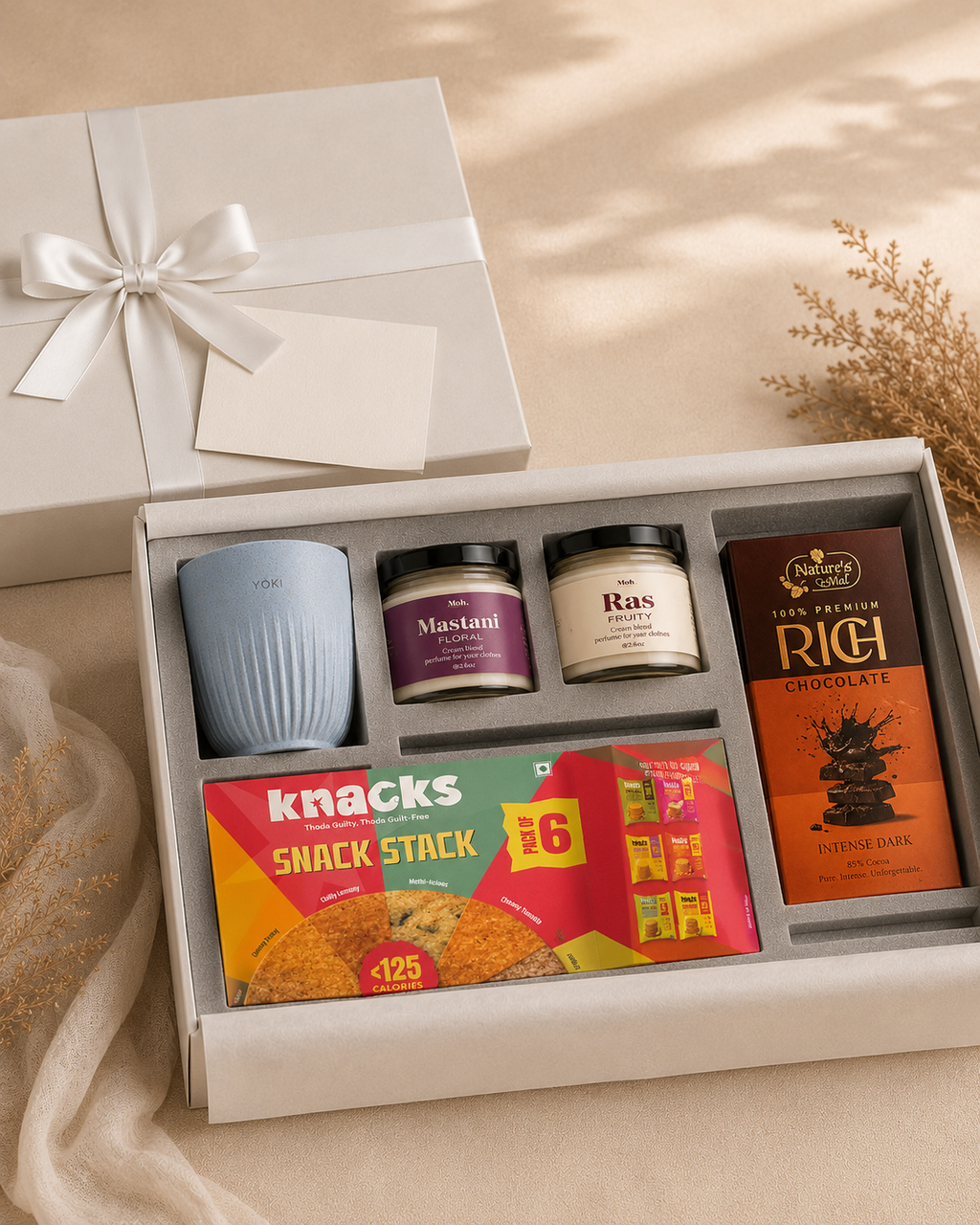 Premium Coffee Desk luxury gift hamper by Pitara Studio — 4 pieces from independent Indian makers in Signature Box with Foam Insert