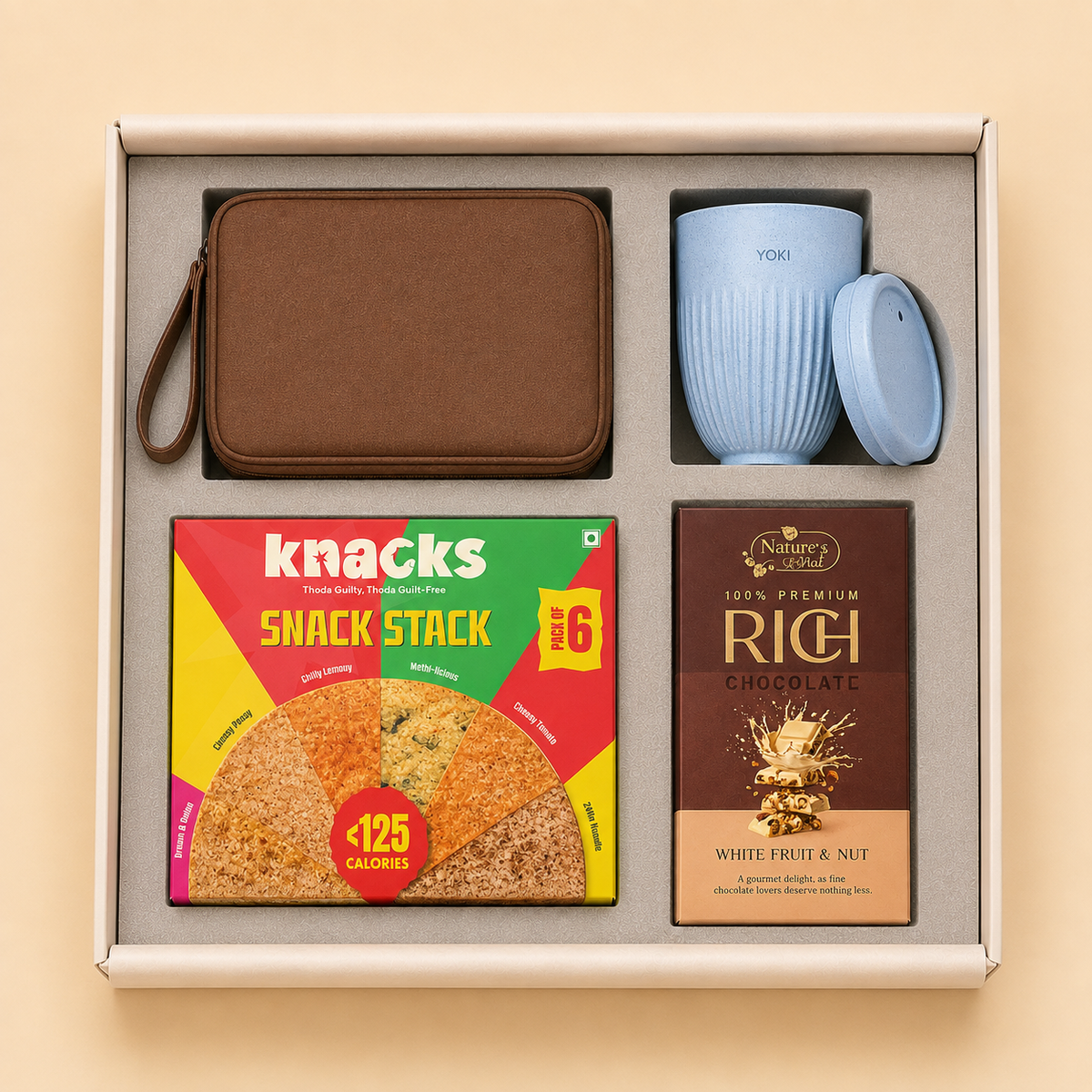 Premium Desk luxury gift hamper by Pitara Studio — 4 pieces from independent Indian makers in Signature Box with Foam Insert