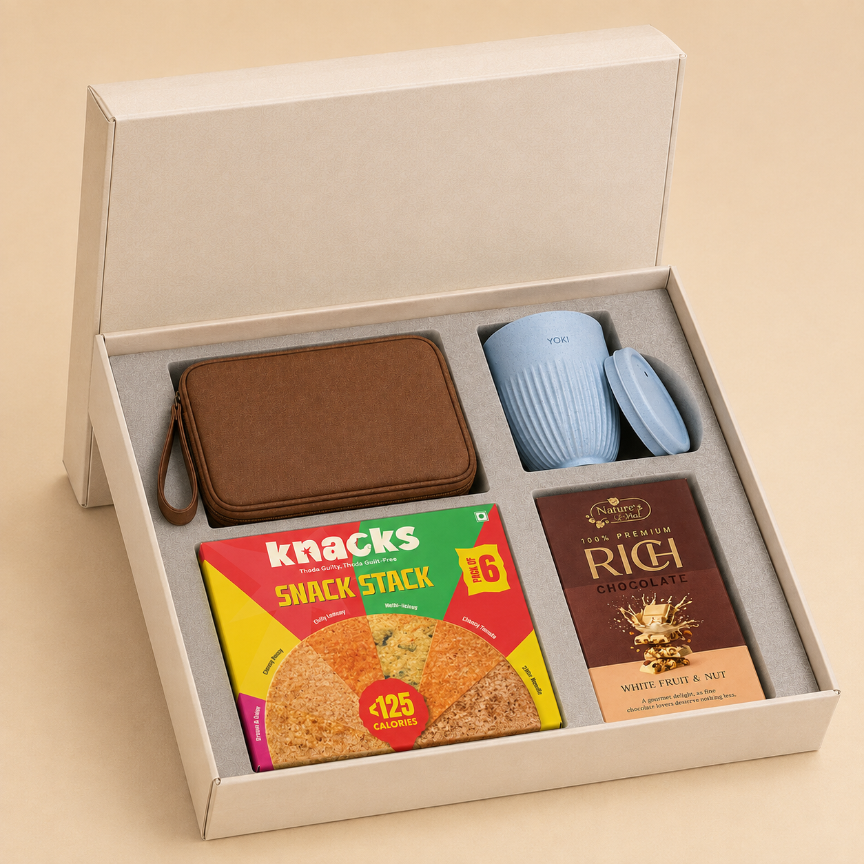 Premium Desk luxury gift hamper by Pitara Studio — 4 pieces from independent Indian makers in Signature Box with Foam Insert