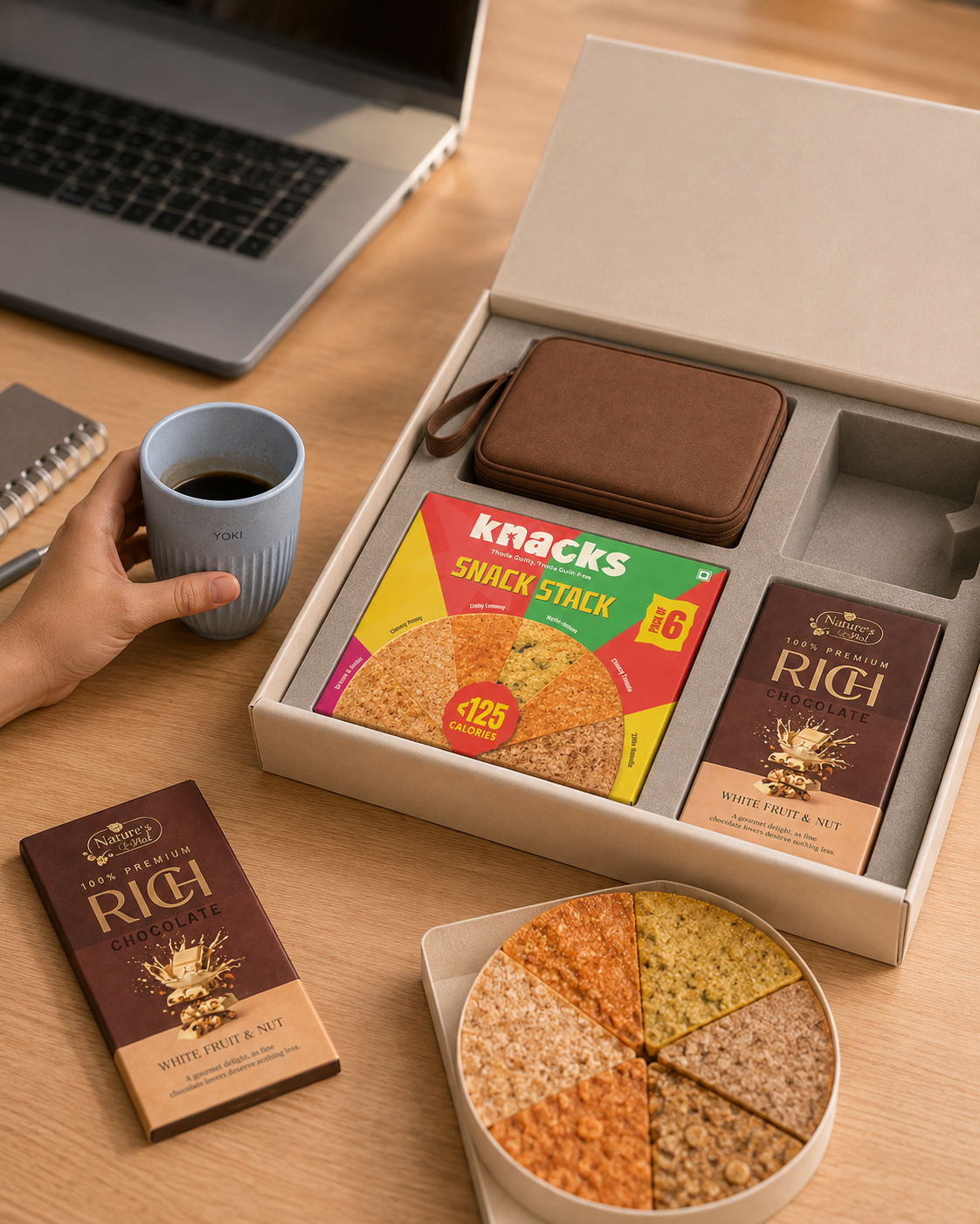 Premium Desk luxury gift hamper by Pitara Studio — 4 pieces from independent Indian makers in Signature Box with Foam Insert