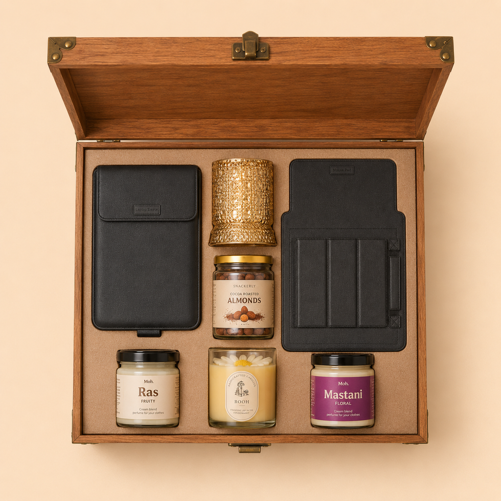 Premium Pitara luxury gift hamper by Pitara Studio — 5 pieces from independent Indian makers in Magnetic Gift Box