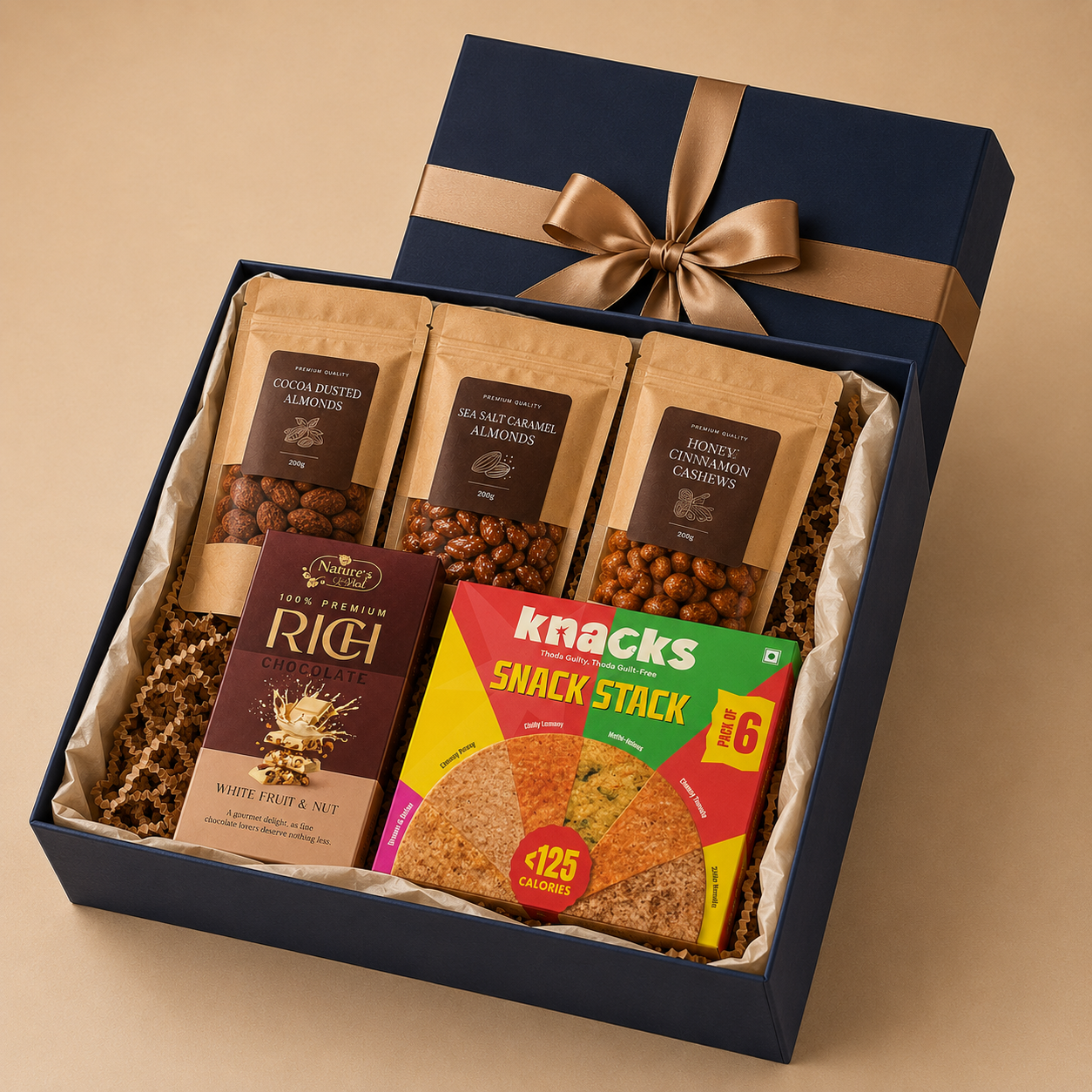 Premium Snack Box luxury gift hamper by Pitara Studio — 5 pieces from independent Indian makers in Signature Box