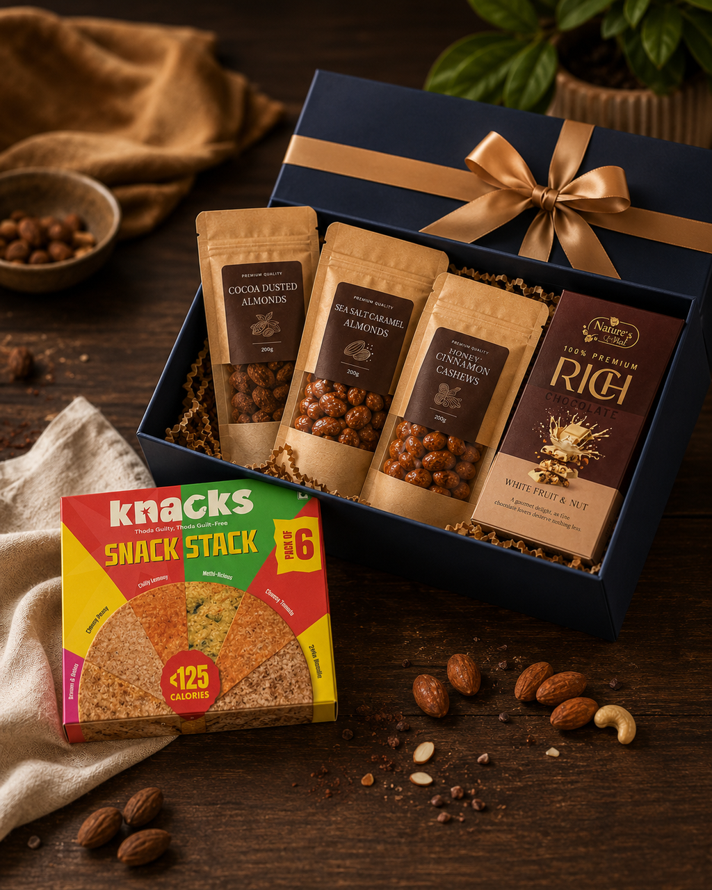 Premium Snack Box luxury gift hamper by Pitara Studio — 5 pieces from independent Indian makers in Signature Box