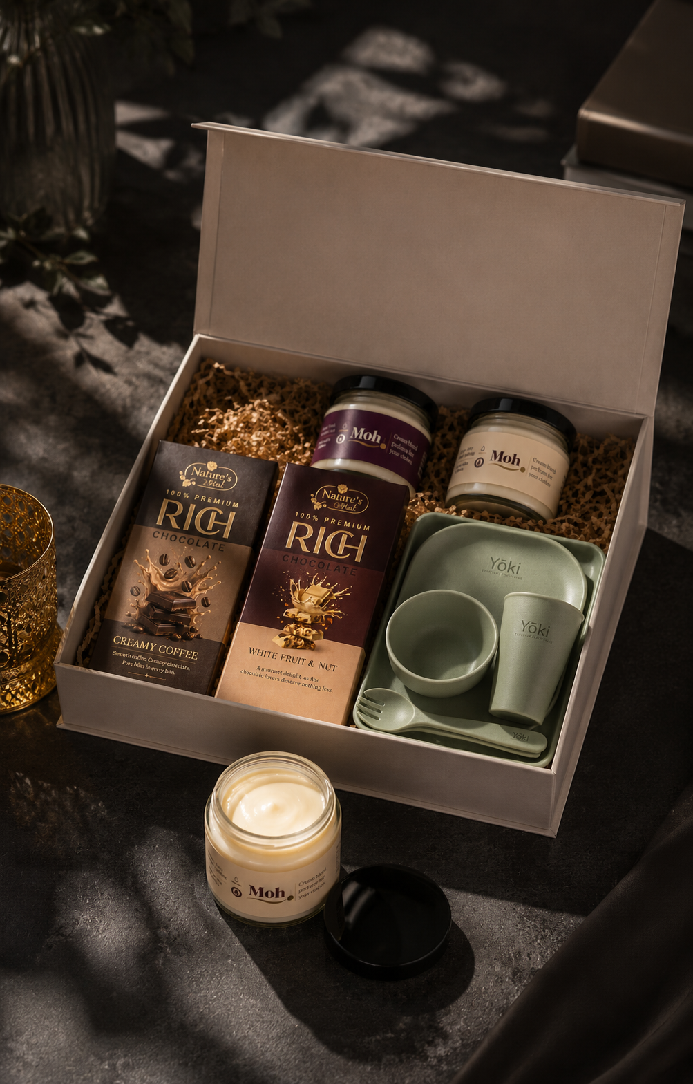 Prestige luxury gift hamper by Pitara Studio — 5 pieces from independent Indian makers in Magnetic Gift Box