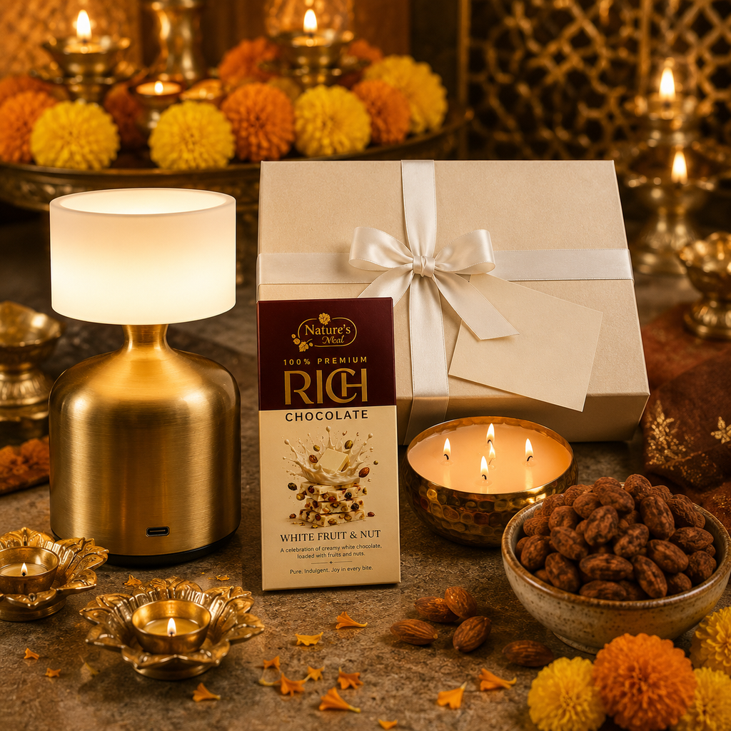 Roshni luxury gift hamper by Pitara Studio — 4 pieces from independent Indian makers in Signature Box with Foam Insert