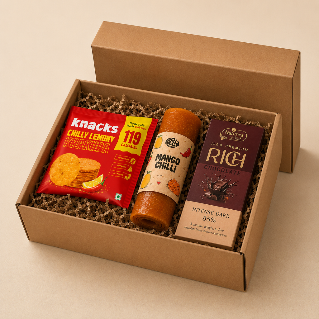 Sweet Little Things luxury gift hamper by Pitara Studio — 3 pieces from independent Indian makers in Eco Kraft Box